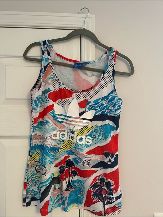 adidas Tops - adidas Multicolor Tropical Print Tank Top with White Trefoil